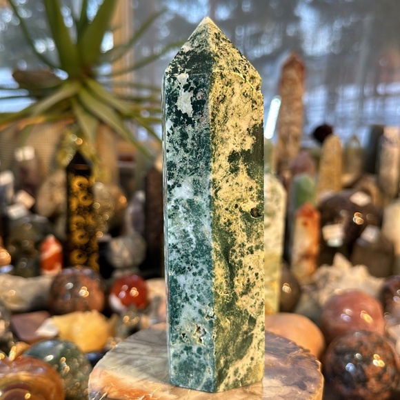 Moss Agate Crystal Tower! - Picture 4 of 12